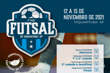 2° Taça Futsal de Taquarituba ocorrerá entre os dias 12 e 15 de novembro