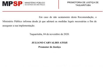 Ministério Publico Recomenda às Coligações Partidárias de Taquarituba e Cel Macedo em NÃO promover carreata, comícios etc.