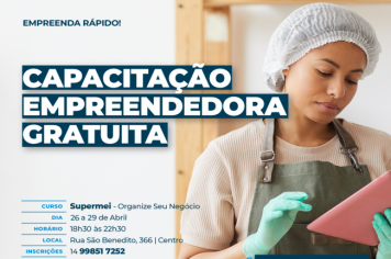 Capacitação empreendedora gratuita em parceria com o Sebrae