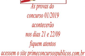 ATENÇÃO ! FIQUEM ATENTOS AOS HORÁRIOS E LOCAIS DE PROVAS