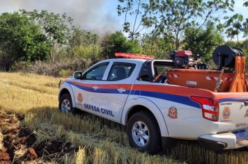 Defesa Civil de Taquarituba age rapidamente para conter incêndio em plantação de trigo no bairro do Queimadão