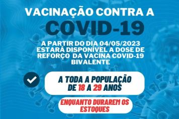 Vacinação bivalente contra Covid-19 estará disponível em Taquarituba para pessoas de 18 a 29 anos a partir desta quinta-feira