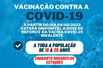 Vacinação bivalente contra Covid-19 estará disponível em Taquarituba para pessoas de 18 a 29 anos a partir desta quinta-feira
