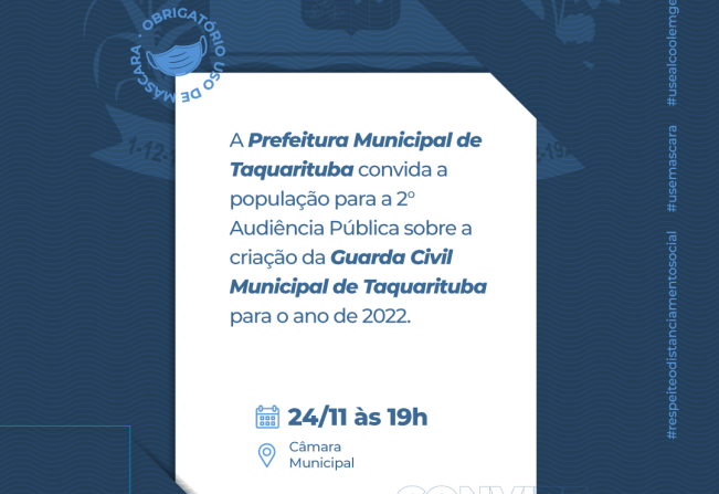 Convite para participar da 2° Audiência Pública sobre a criação da GCM para o ano de 2022