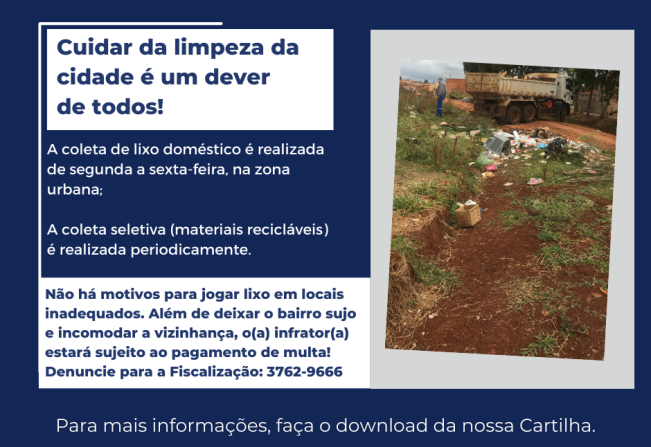 Prefeitura de Taquarituba pede colaboração dos munícipes para manter a cidade limpa