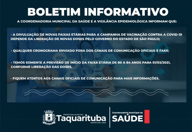 Comunicado sobre vacinação contra a Covid-19