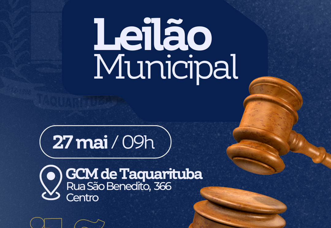 Prefeitura de Taquarituba Realizará Leilão Presencial de Imóveis no Dia 27 de Maio