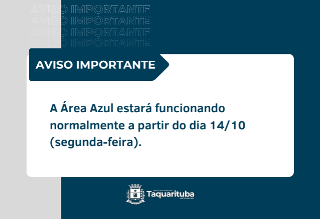 Prefeitura de Taquarituba comunica a retomada da cobrança do estacionamento rotativo 